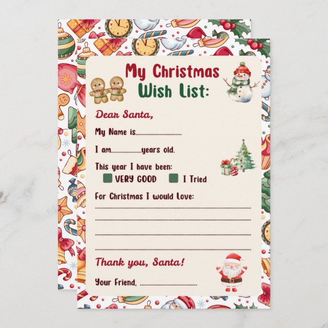 Convite Gingerbread Man Christmas Letter to Santa  (Frente/Verso)