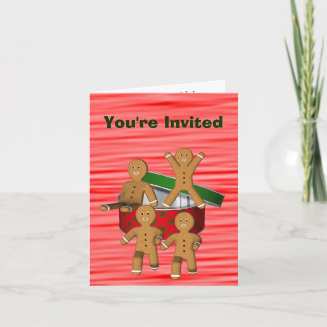 Convite Gingerbread Men Christmas Holiday Party Invitation (Frente)