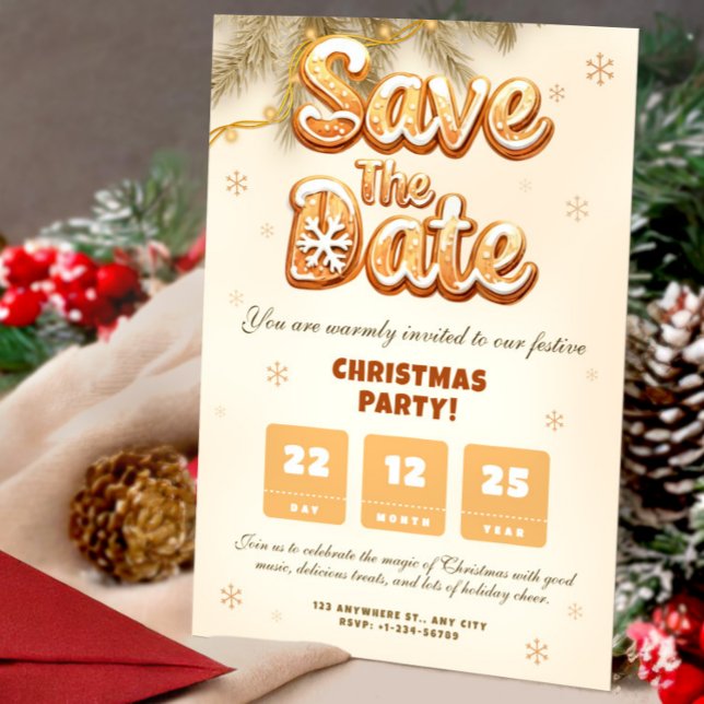 Convite Gingerbread Save the Date Christmas Winter Party (Gingerbread Save the Date Christmas Winter Party Invitation)