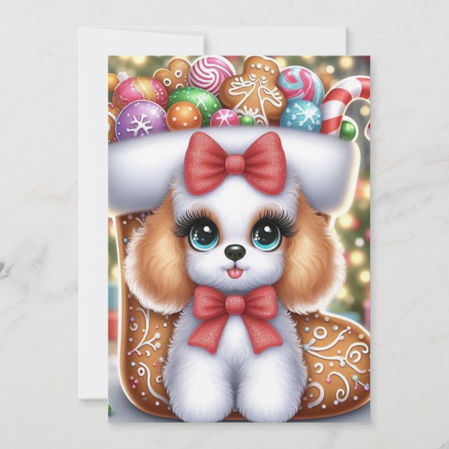 Convite Gingerbread Snuggles: A Christmas Poodle Delight (Frente)