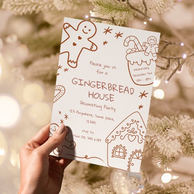 Convite Gingercake House Partido Decorante Beige Neutro (Criador carregado)