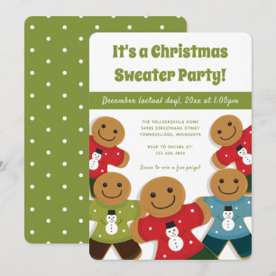 Convite Gingercake Man Christmas Sweet Party Green
