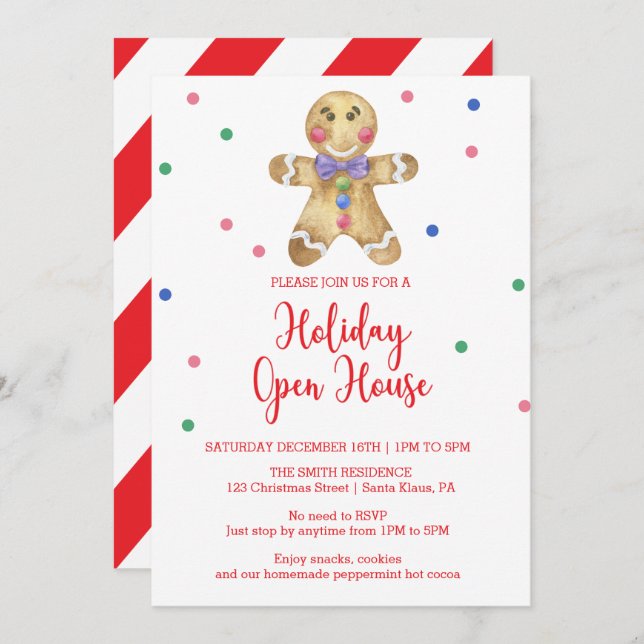 Convite Gingercake man - Holiday Open House (Frente/Verso)