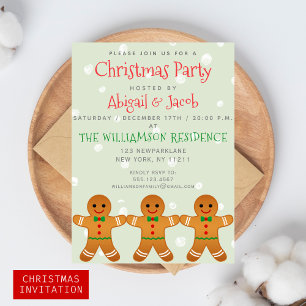 Convite Gingerpão bonito Festa de Natal Verde