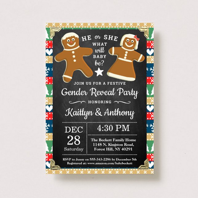 Convite Gingerpão festivo de Natal Sexo Festa Revelatória (Criador carregado)