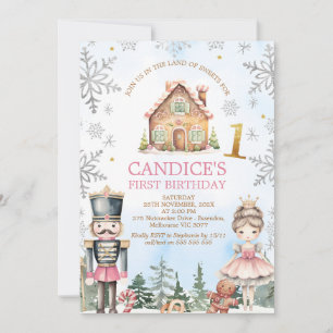 Convite Gingerpão Noz-Cracker Terra do primeiro aniversari