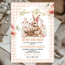 Convite Gingham Boho Floral Easter Bunny Baby Shower