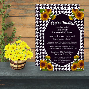 Convite Gingham CHURRASCO Invite Farmhouse Backyard Party