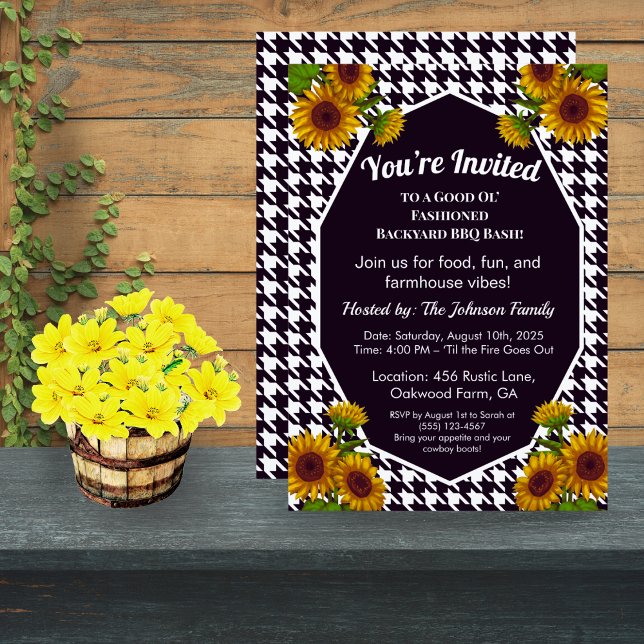 Convite Gingham CHURRASCO Invite Farmhouse Backyard Party (Criador carregado)