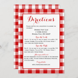 Convite Gingham Diretions Details Red White Check Weding