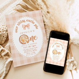 Convite Gingham do primeiro aniversario da Pequena Torre