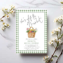 Convite Gingham Ela está fora do Chá de panela de Script d