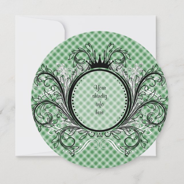 Convite Gingham em Greve Verde (Frente)