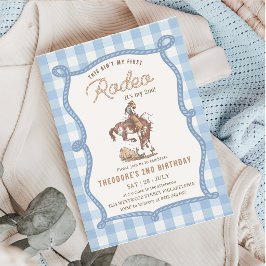 Convite Gingham Este Não é o Meu Primeiro Rodeio 