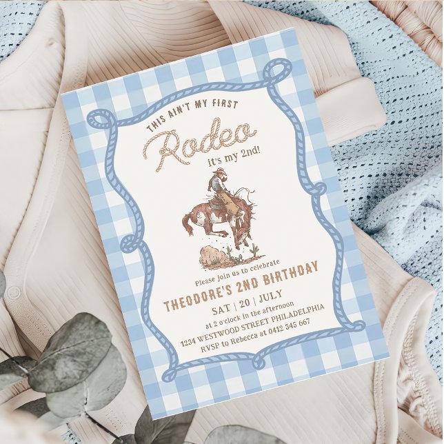 Convite Gingham Este Não é o Meu Primeiro Rodeio  (Criador carregado)