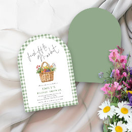 Convite Gingham Fresco do Arco de Chá de panela de Script 