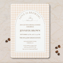 Convite Gingham Love Is Brewing Coffee Bridal Shower