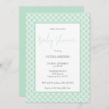 Gingham Pastel Mint Gênero Chá de fraldas neutro