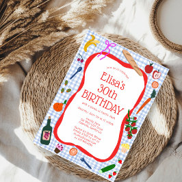 Convite Gingham Picnic Modern Cute CUSTOM BIRTHDAY PARTY