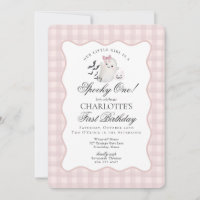 Gingham Pink Preppy Ghost Spooky Um primeiro anive