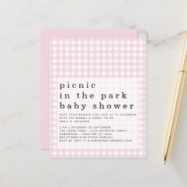 Convite Gingham, Rosa, Chá de fraldas do Parque Pi