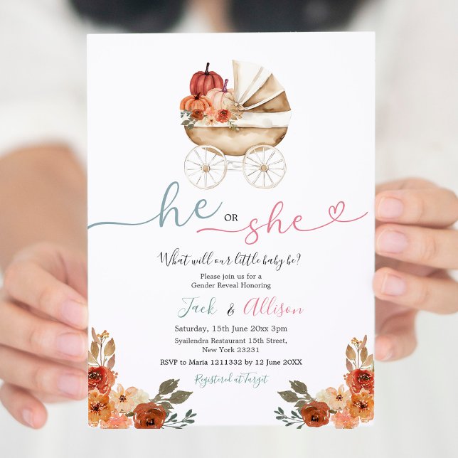 Convite Gingham Rosa, Ele ou Ela Refeição do Gênero da Abó (Criador carregado)