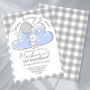 Convite Gingham Some Bunny É Um Aniversário Personalizado