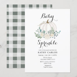 Convite Gingham White Pumpkin Baby Sprinkle