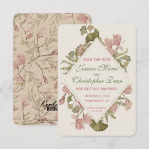 Convite Ginkgo Floral Aquarela Casamento Salve a Data