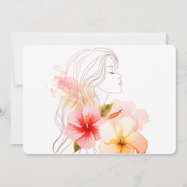 Convite Gir close her eyes whithe red flower (Frente)