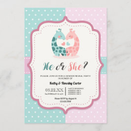 Convite girafa bolinhas bonita revela corações partidários