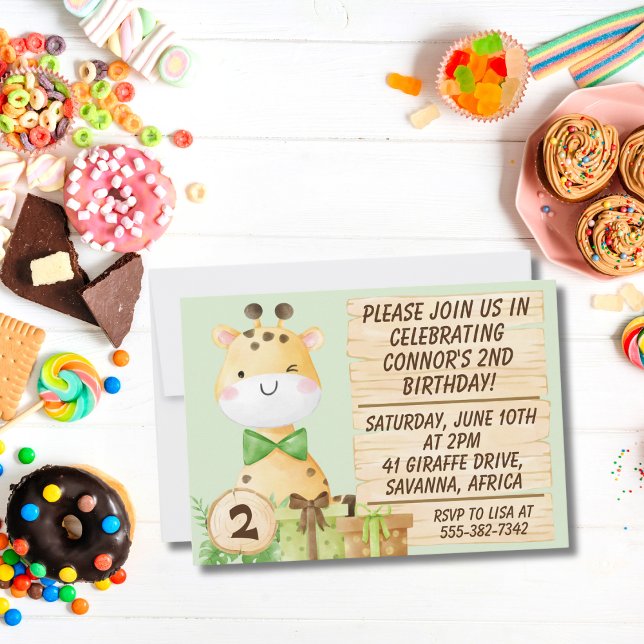 Convite Girafa bonita para o aniversário de Toddler (Criador carregado)