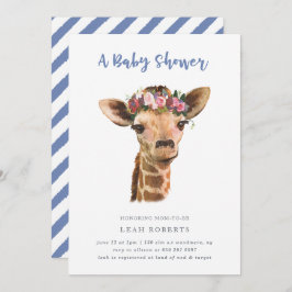 Convite Girafa com coroa floral