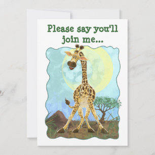 Convite Girafa de animais de festa
