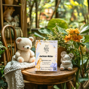 Convite Girafa e Elefante Adoráveis para 2º Aniversário