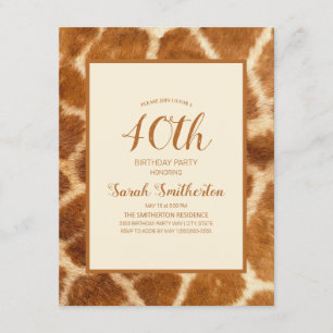 Convite Girafa Elegante com Estampa Caprichosa para Aniver