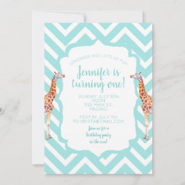 Convite Girafa em zigzag chevron.