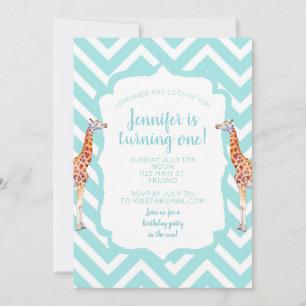 Convite Girafa em zigzag chevron.