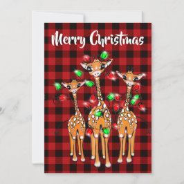 Convite Girafa Festiva Feriada, luz cintilante, xadrez ver