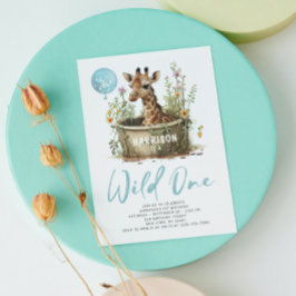 Convite Girafa Fofa Wild One Aniversário de 1 Ano Boho Ani