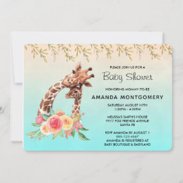 Convite Girafa Gira-Cana Aquarela Mãe e Chá de fraldas Beb