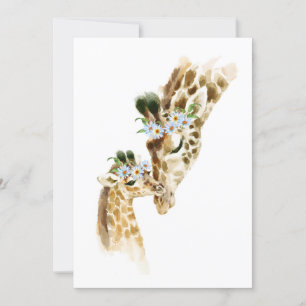 Convite Girafa Mamãe e Bebê Aquarela