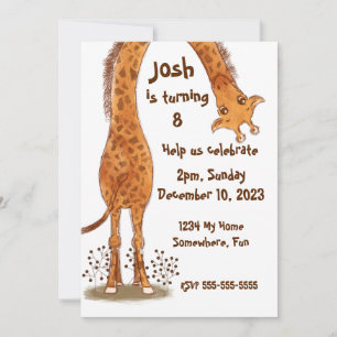 Convite Girafa, Zoo Animal Aniversário, Personalizável