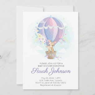 Convite Girafas bonitas em Chá de fraldas de balão de ar