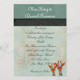 Convite Girafas espreitando ambarinos que Wedding o