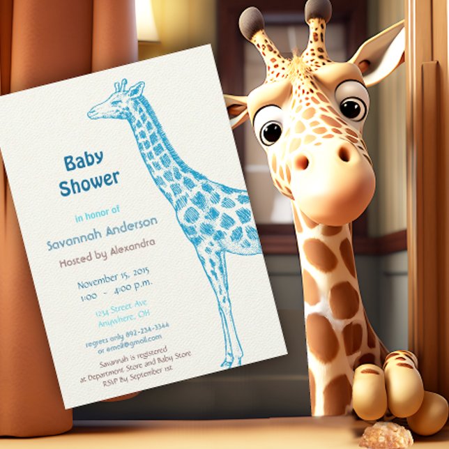Convite Giraffe Baby Boy Shower Invitations (Criador carregado)