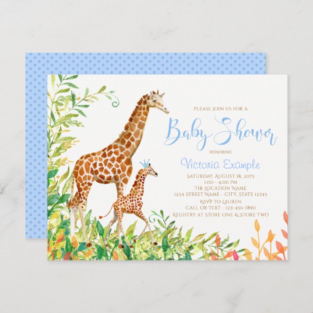 Convite Giraffe Baby Shower (Frente/Verso)