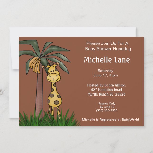 Convite Giraffe Baby Shower (Frente)