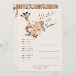 Convite Giraffe Boho Grass Chá de fraldas Deseja Bebê