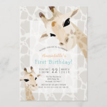 Giraffe Greige Watercolor primeiro aniversario